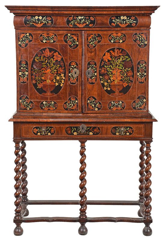 Appraisal: William and Mary Walnut Cabinet on Stand British circa fine