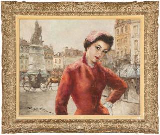 Appraisal: Pal Fried ''Cannes'' Portrait of a French woman signed lower