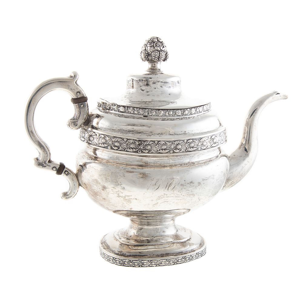 Appraisal: American Coin Silver Teapot John Wesley or John Wolfe Forbes