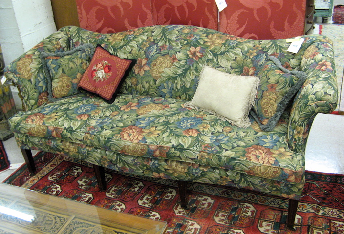 Appraisal: FEDERAL STYLE SOFA American mid th century with floral tapestry