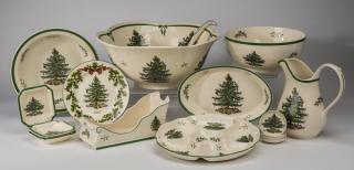 Appraisal: Spode porcelain table accessories in the 'Christmas Tree' pattern comprising