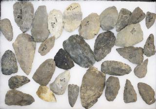 Appraisal: Amsterdam NY prehistoric artifacts- bifaces scrapers- approx pcs length -