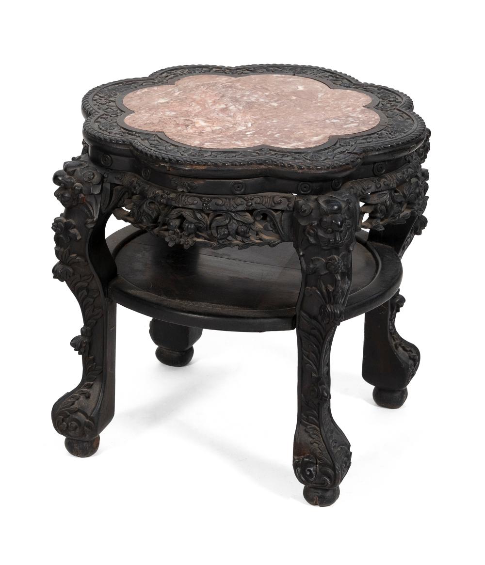 Appraisal: CHINESE ROUGE MARBLE-TOP STAND EARLY TH CENTURY HEIGHT WIDTH CHINESE