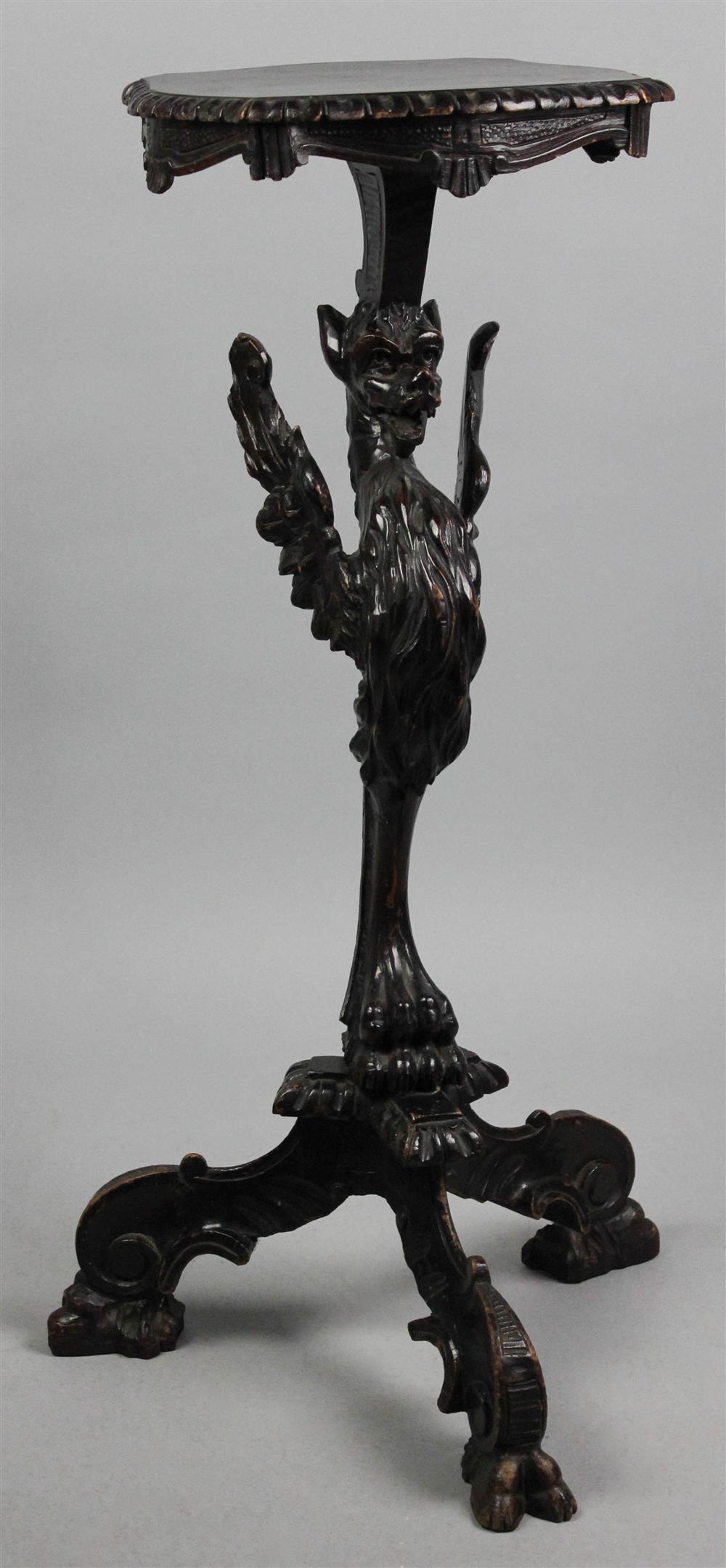 Appraisal: CONTINENTAL ROCOCO STYLE WALNUT FIGURAL PEDESTAL WITH GRIFFIN SUPPORT h