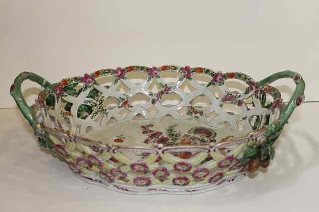 Appraisal: A WORCESTER DESSERT BASKET OF LARGE SIZE circa - yellow