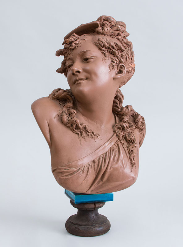 Appraisal: ATTRIBUTED TO ALBERT-ERNEST CARRIER-BELLEUSE - BUST OF A GIRL Painted