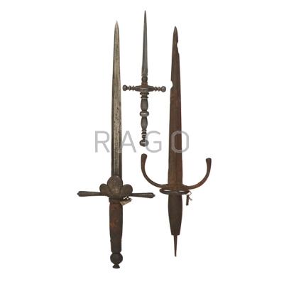 Appraisal: EUROPEAN DAGGERS Three th- th c Italian stiletto Spanish left