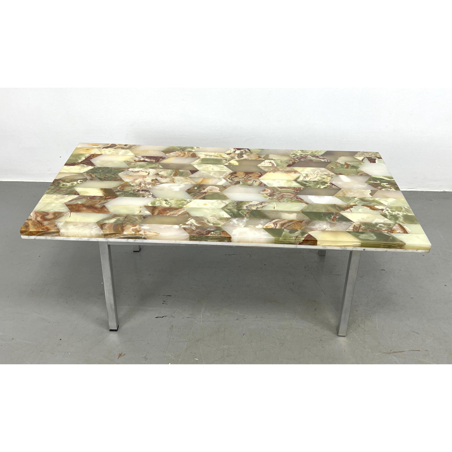 Appraisal: Nice Onyx Specimen Marble Onyx Coffee Table with aluminum base