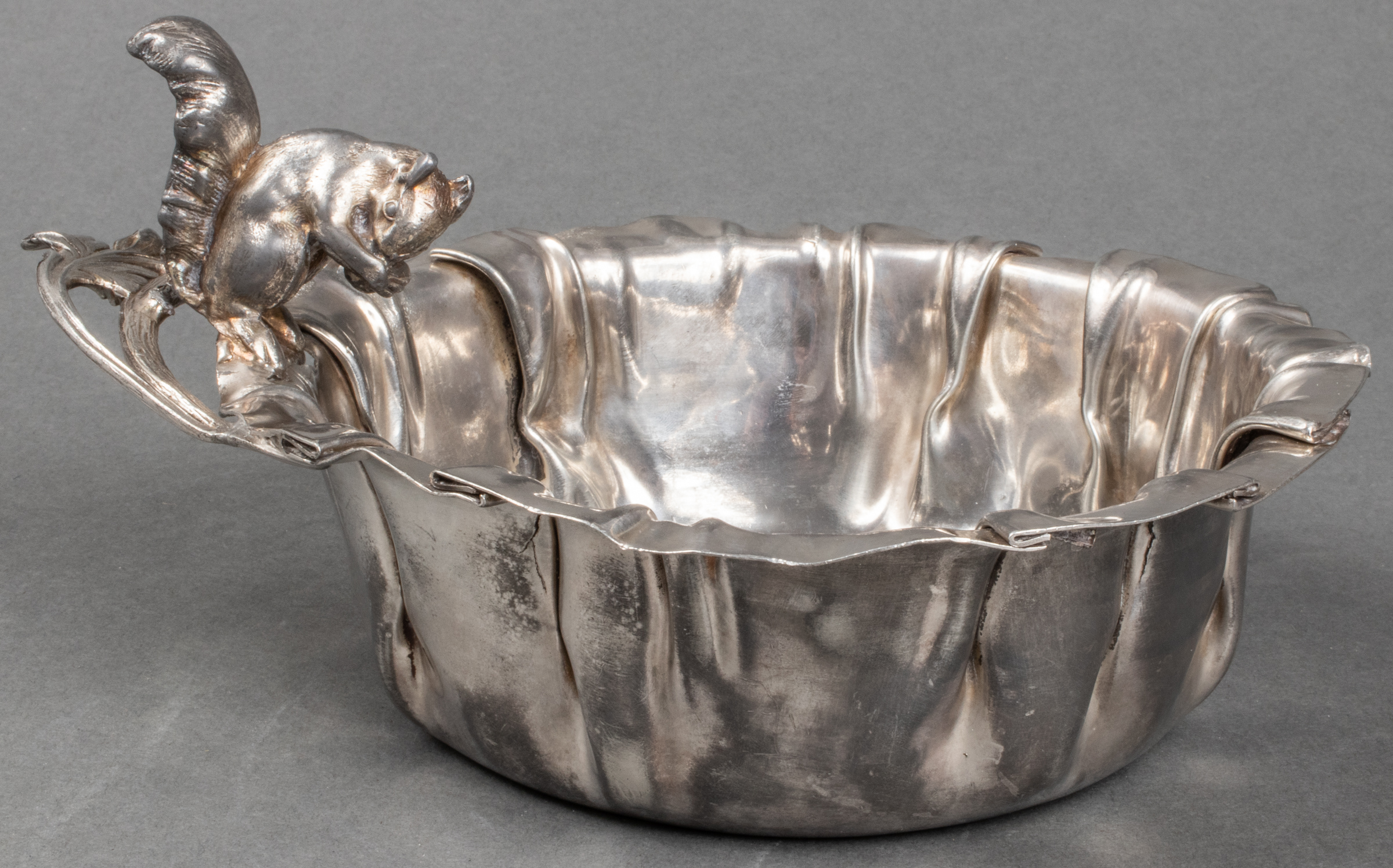 Appraisal: CHINESE EXPORT SILVER SQUIRREL BOWL Chinese Export silver bowl with