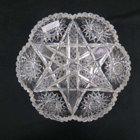 Appraisal: Cut Glass Bowl star design with hobstar trim brilliant period