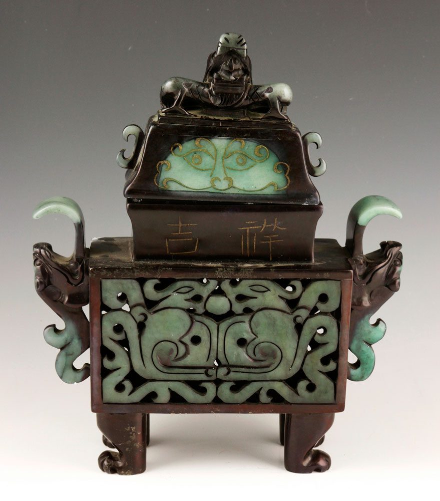 Appraisal: - Chinese Incense Burner Chinese incense burner jade with marks