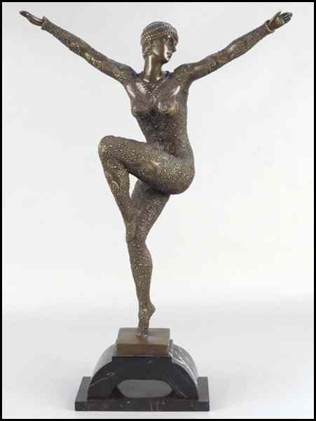 Appraisal: ART DECO STYLE BRONZE FEMALE FIGURE Signed ''D H Chiparus''