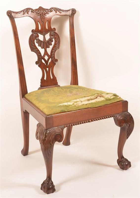 Appraisal: Chippendale Style Mahogany Carved Sidechair Chippendale Style Mahogany Carved Frame