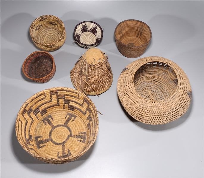 Appraisal: Seven assorted vintage woven baskets including works by the Papago