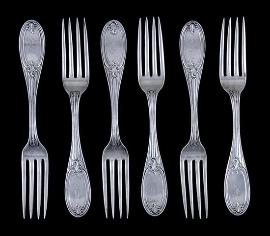 Appraisal: Tiffany Co sterling forks late th centuryLouis XIV pattern marked