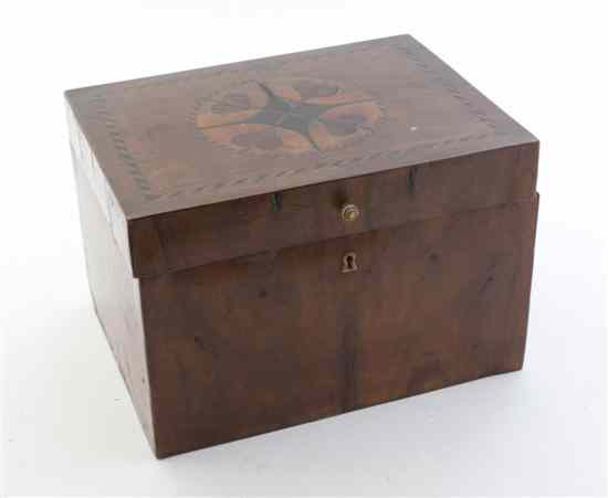 Appraisal: A Marquetry Table Casket having a rectangular hinged top decorated