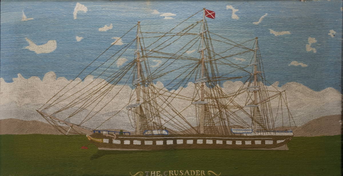 Appraisal: LARGE WOOLWORK OF THE CLIPPER SHIP quot CRUSADER quot AT