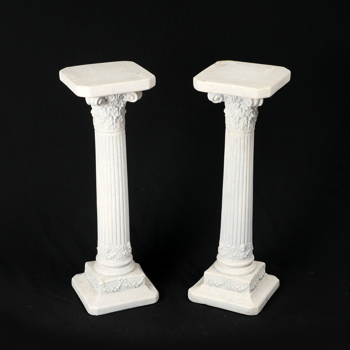 Appraisal: PAIR OF PLASTER FLOOR COLUMNS cast plaster Corinthian floor columns