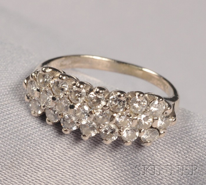 Appraisal: kt White Gold and Diamond Ring set with three rows