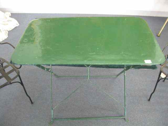 Appraisal: French Cafe Table metal folding green