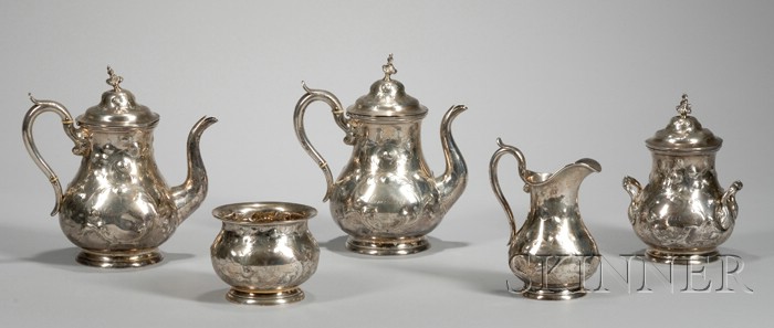 Appraisal: Five-Piece H Haddock Coin Silver Tea Coffee Set Boston c