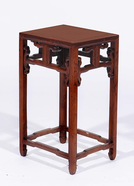 Appraisal: A Chinese rosewood and burr wood low urn standcirca top