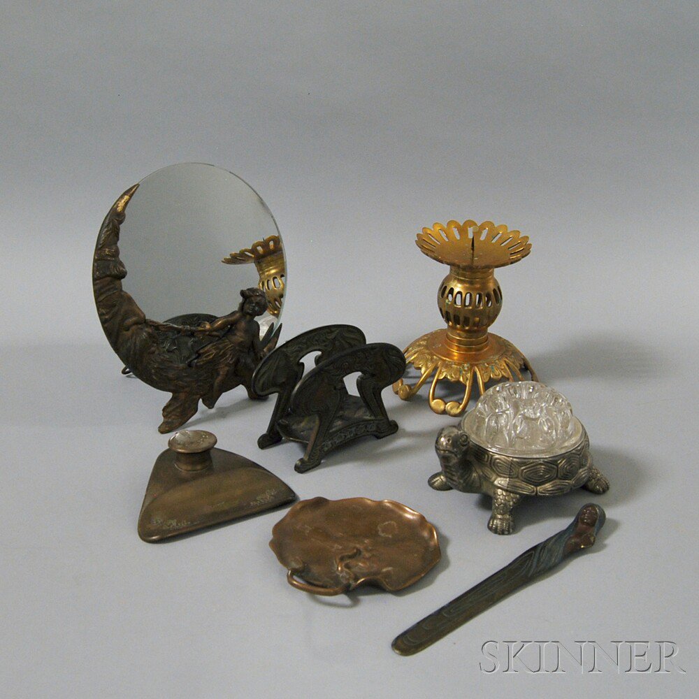 Appraisal: Group of Mostly Figural Art Nouveau Desk Items including a