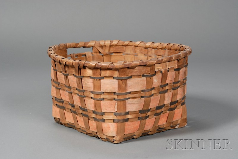 Appraisal: Painted Woven Splint Basket northeastern woodland Indian tribe th century