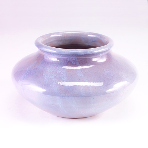 Appraisal: AREQUIPA Large squat vessel covered in lavender semi-matte glaze this