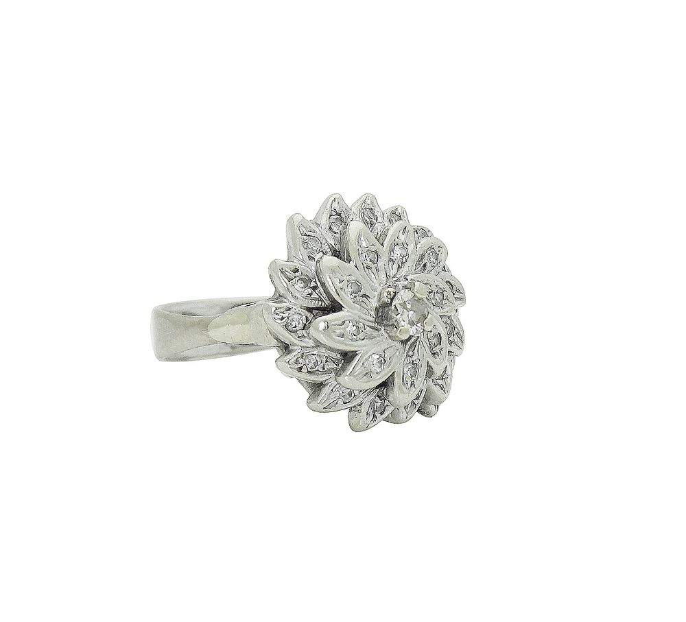 Appraisal: K White Gold Diamond Flower Cocktail Ring This is a