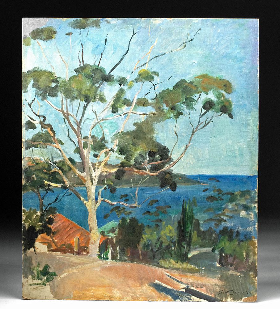 Appraisal: W Draper Seaside Painting - Eucalyptus Haiti William Draper American