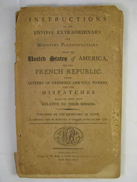 Appraisal: Early American published in diplomatic reference book Instructions To The