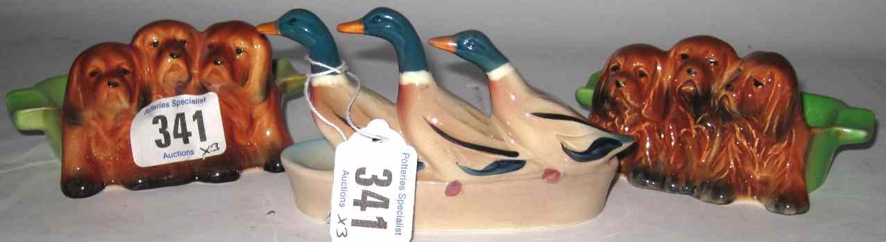 Appraisal: Beswick Ashtrays to include Three Puppies Three Mallards and Three