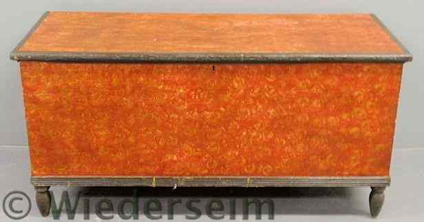 Appraisal: Blanket chest early th c with red sponge decoration and