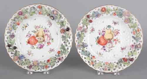 Appraisal: Pair of Carl Thieme porcelain plates with relief floral decoration