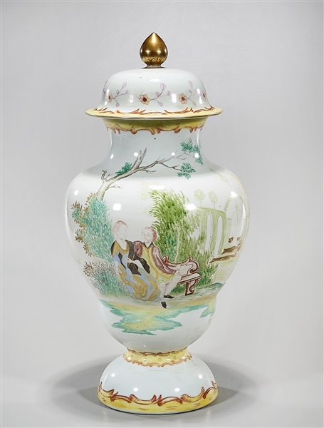 Appraisal: Chinese porcelain covered vase painted figures x approx Condition general