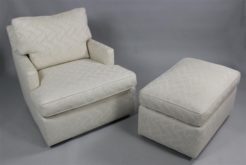 Appraisal: CUSTOM DALLAS COMPANY R JONES CLUB CHAIR AND OTTOMAN low