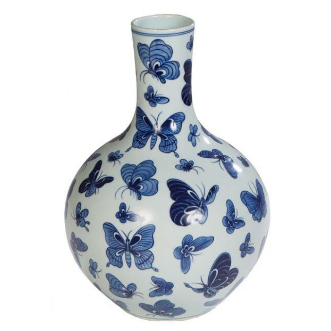 Appraisal: Chinese Baluster Porcelain Vase th c with blue butterfly decoration