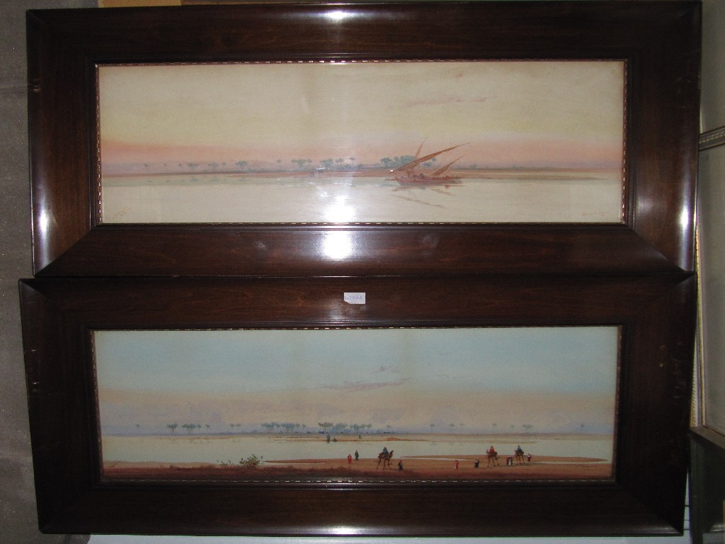 Appraisal: AUGUSTUS OSBORNE LAMPLOUGH Pair of watercolours 'On The Nile' both