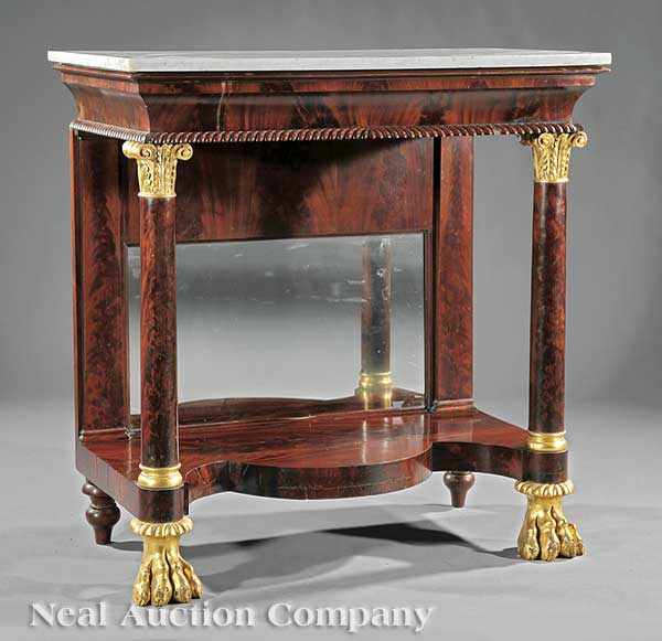 Appraisal: An American Classical Carved Mahogany and Gilded Pier Table c