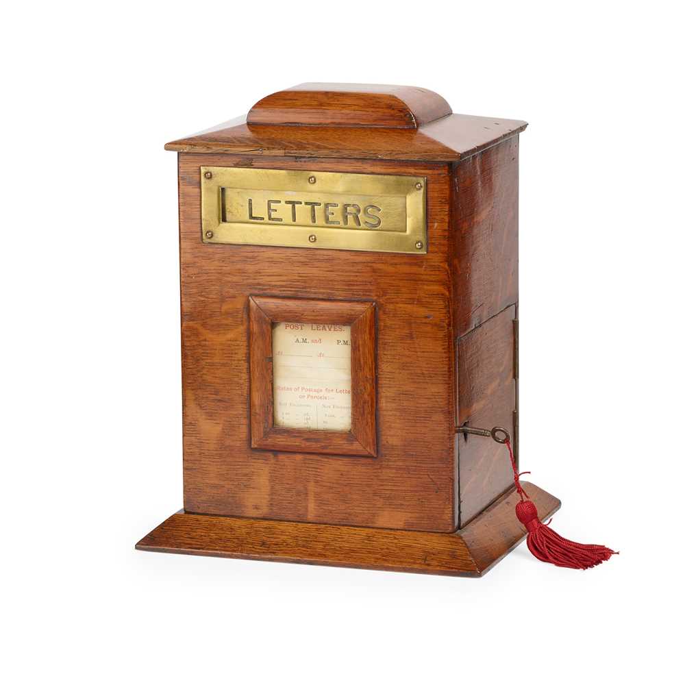 Appraisal: EDWARDIAN OAK LETTER BOX EARLY TH CENTURY with a brass