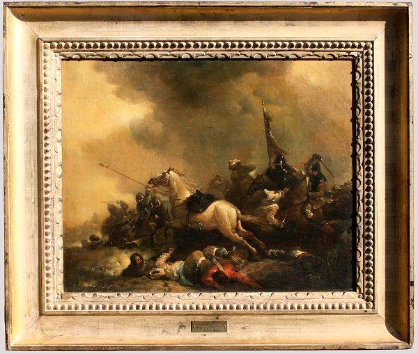 Appraisal: ORIENTALIST BATTLE SCENE AFTER ROUSSEAU OIL Canvas '' x ''