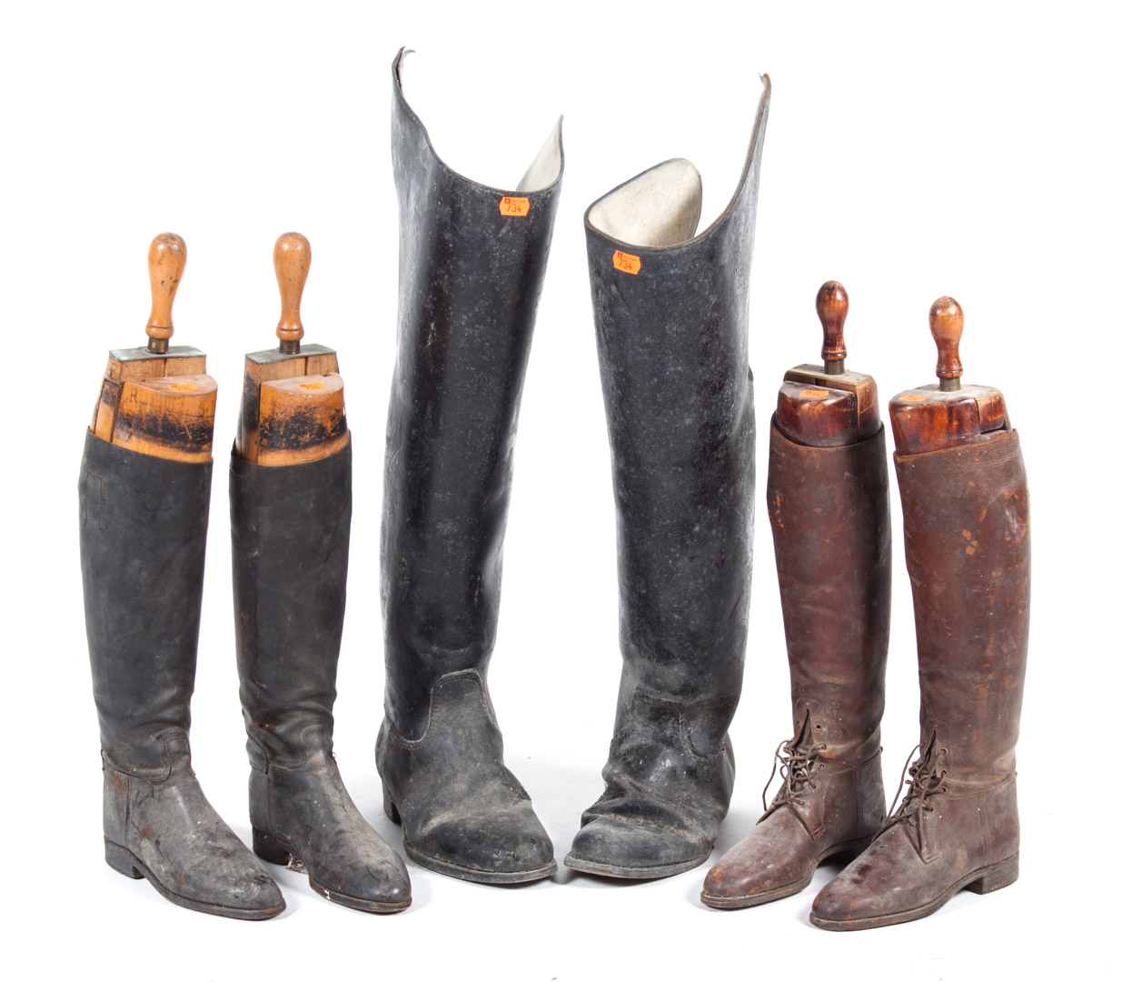 Appraisal: Three pairs of leather riding boots comprising a pair of