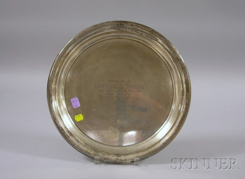 Appraisal: Towle Sterling Silver Presentation Tray signed Presented to Randolph L