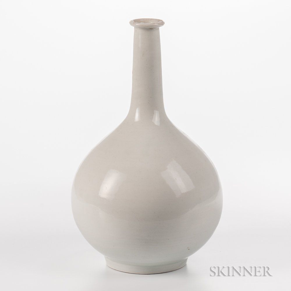 Appraisal: White-glazed Porcelain Bottle Vase White-glazed Porcelain Bottle Vase Japan bulbous