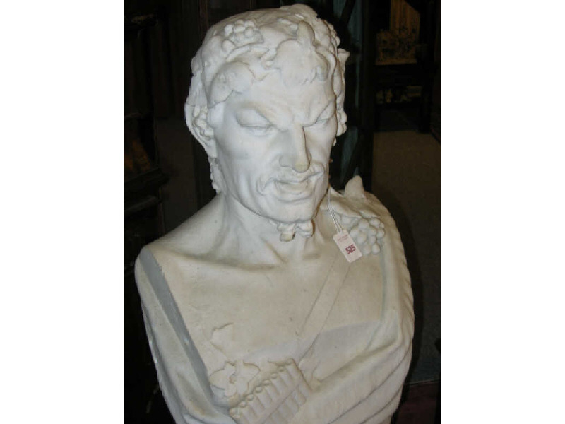 Appraisal: SCULPTED WHITE MARBLE FIGURAL GARDEN TERM In the form of