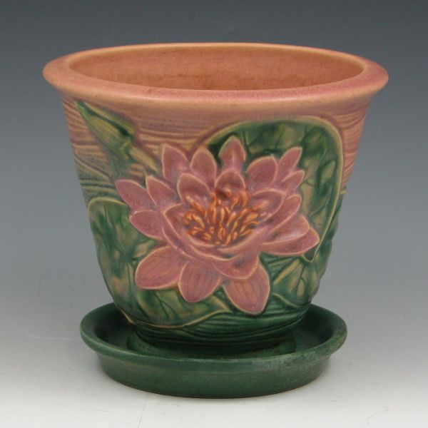 Appraisal: Roseville Water Lily flower pot and saucer in pink and