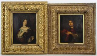 Appraisal: MAES Nicoleas Pair of Oil on Canvas Portraits Housed in