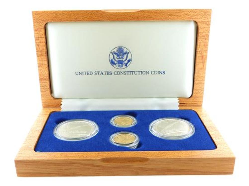 Appraisal: COINS four piece Constitution gold coin and silver set includes