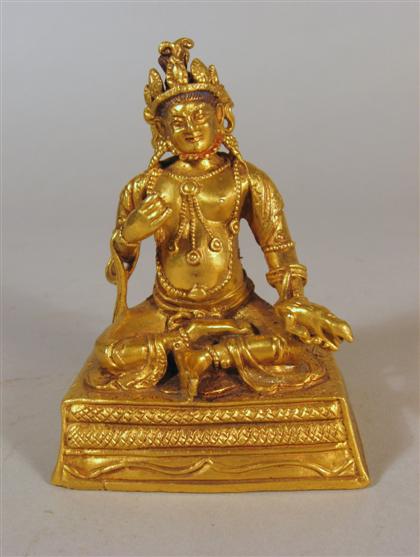 Appraisal: Small Sino-Tibetan gilt bronze figure th th century Depicting the